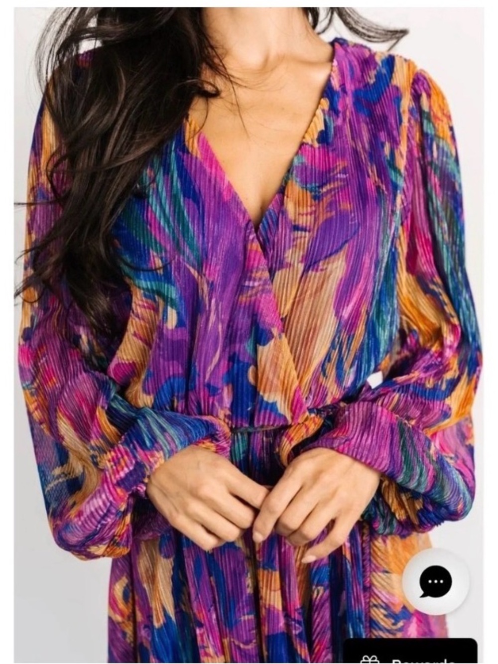 Baltic Born Purple Multicolor Printed V-Neck Long Sleeve Mini Dress - Picture 2 of 6